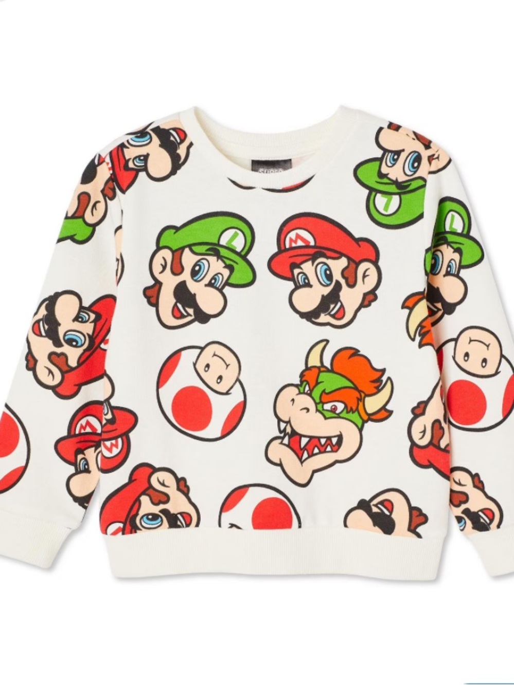 🫐3/$30 Kids White Super Mario Character Pullover Sweatshirt size 3T